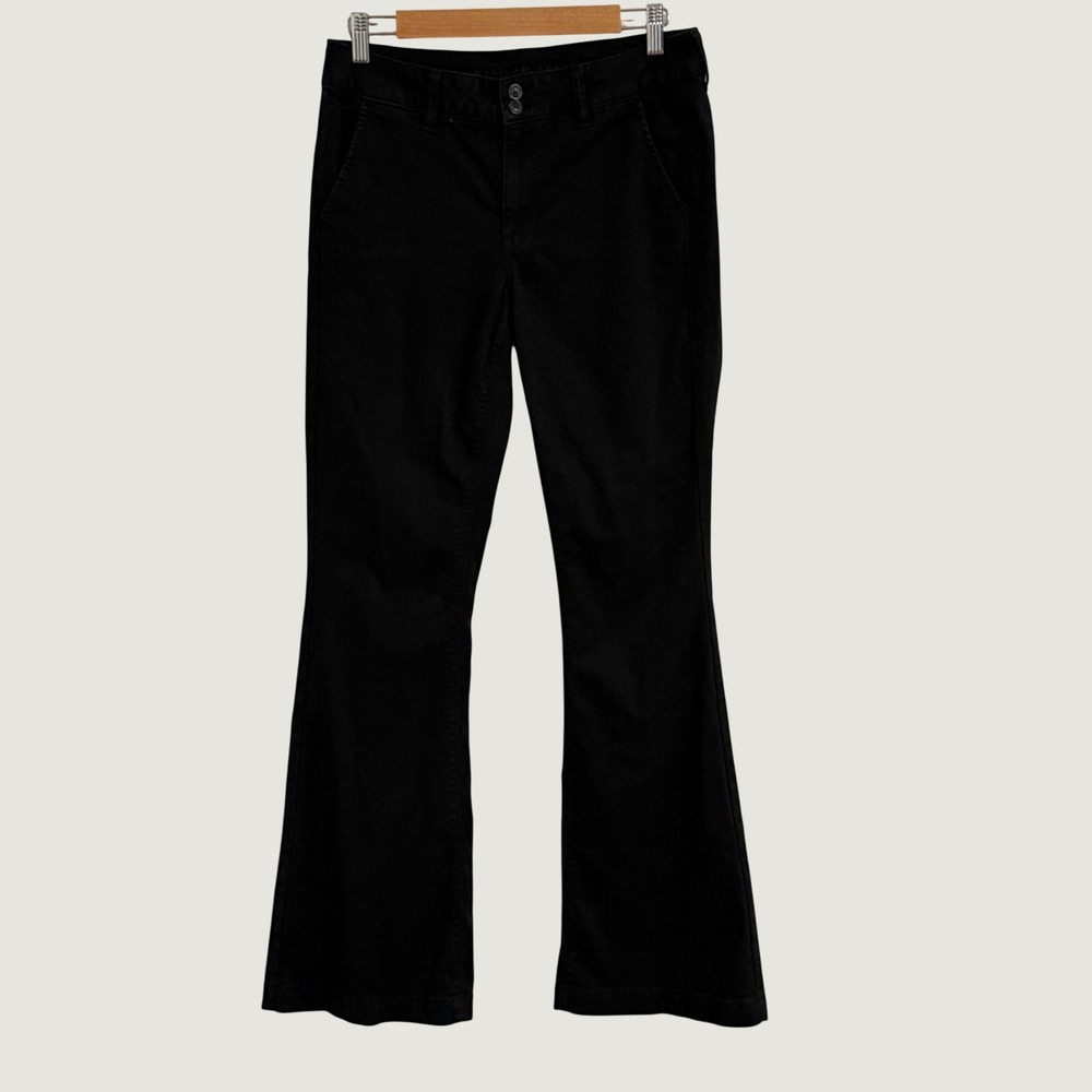 American Eagle Artist Flare Pants Women 10 Long Black Stretch Y2K Minimalist